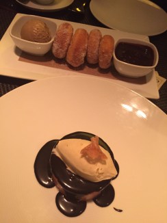 Donuts with Coffee Ice Cream and Peanut Butter Mousse with Banana Gelato!!!!! 